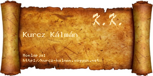 Kurcz Kálmán névjegykártya